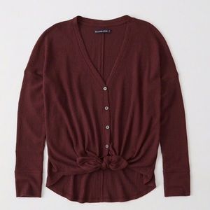 A&F tie-front button-up top